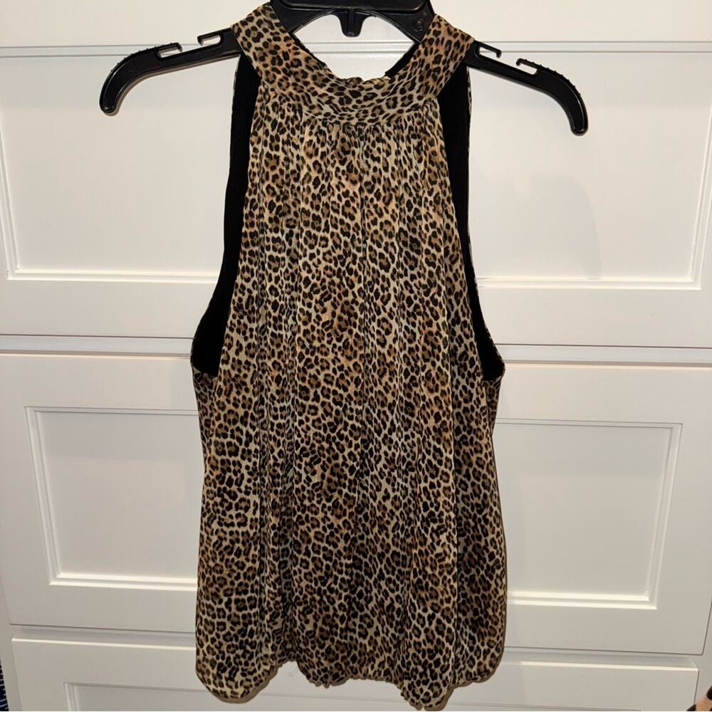Alice + Olivia Maris Gathered Leopard Tie Neck Halterneck Top XS